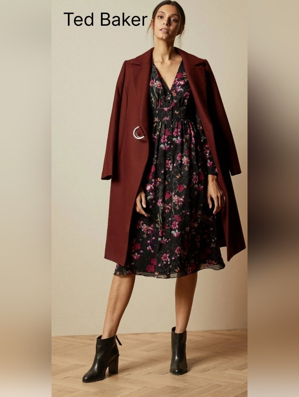 TED BAKER ADRIELA Fern Forest Deep VI MIDI Dress